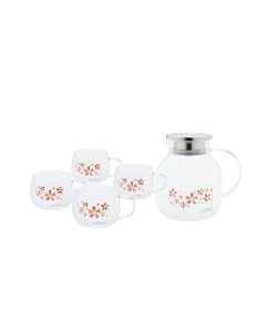 PYRES 5PC GLASSTEAPOT & CUPS S PX-FEJAR4CUP-HNB