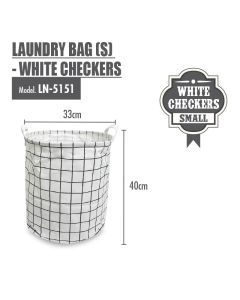 HOUZE LAUNDRY BAG-SMALL LN-5151-WHITE CHECKERS