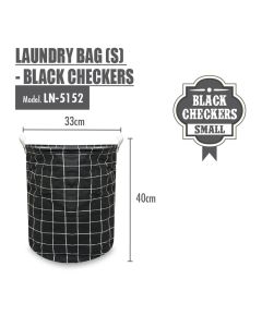 HOUZE LAUNDRY BAG-SMALL LN-5152-BLACK CHECKERS