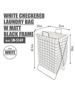 HOUZE LAUNDRY BAG-RECTANGULAR LN-5169-WHITE/MATTGOLD