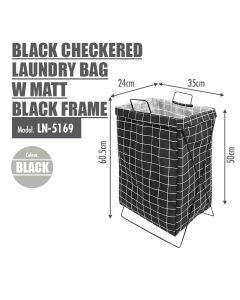 HOUZE LAUNDRY BAG-RECTANGULAR LN-5169-BLACK/MATTGOLD