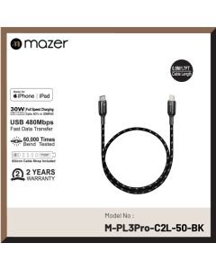 MAZER USB-C/MFI 0.5M CABLE M-PL3PRO-C2L50-BK