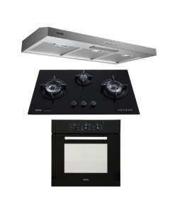 TECNO HOB, HOOD, OVEN PACKAGE T-833TRSV-LPG-TCH9010TL-TBO630