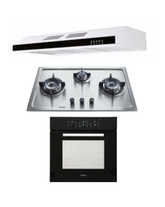 TECNO HOB, HOOD, OVEN PACKAGE TS-8633TRSV-PUB-TCH901WH-TBO630