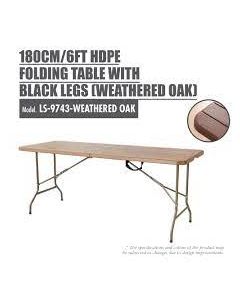 HOUZE HDPE FOLDING TABLE LS-9743-WEATHERED OAK