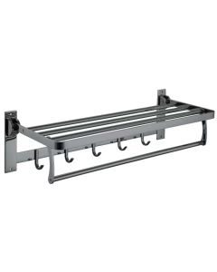 HOUSS TOWEL RACK W HOOKS HSGM-2155-SS304-GUN METAL-600MM