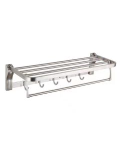 HOUSS TOWEL RACK W HOOKS HS-2155-SS304-SATIN-600MM
