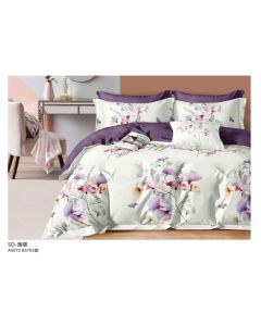 HILLCREST COMFYLUX FITTED SHEET SET PRINTED VIOLET - K 2F$48