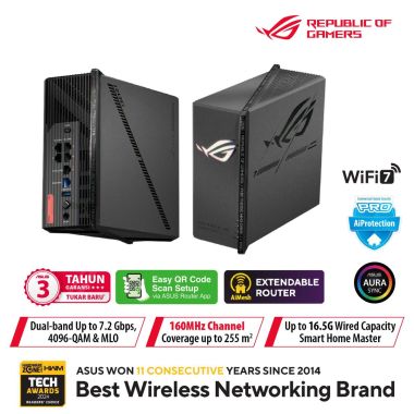 ASUS ROG BE7200 DUAL BAND WIFI 7 ROUTER GS-BE7200X | Gain City