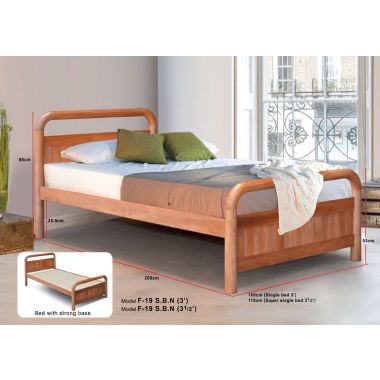 SOLID WOODEN BEDFRAME SINGLE F-19SBN-S-CHERRY | Gain City Singapore