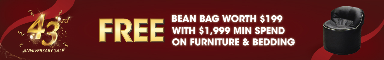 Free Bean Bag Worth $199 With $1,999 Min Spend on Furniture & Bedding